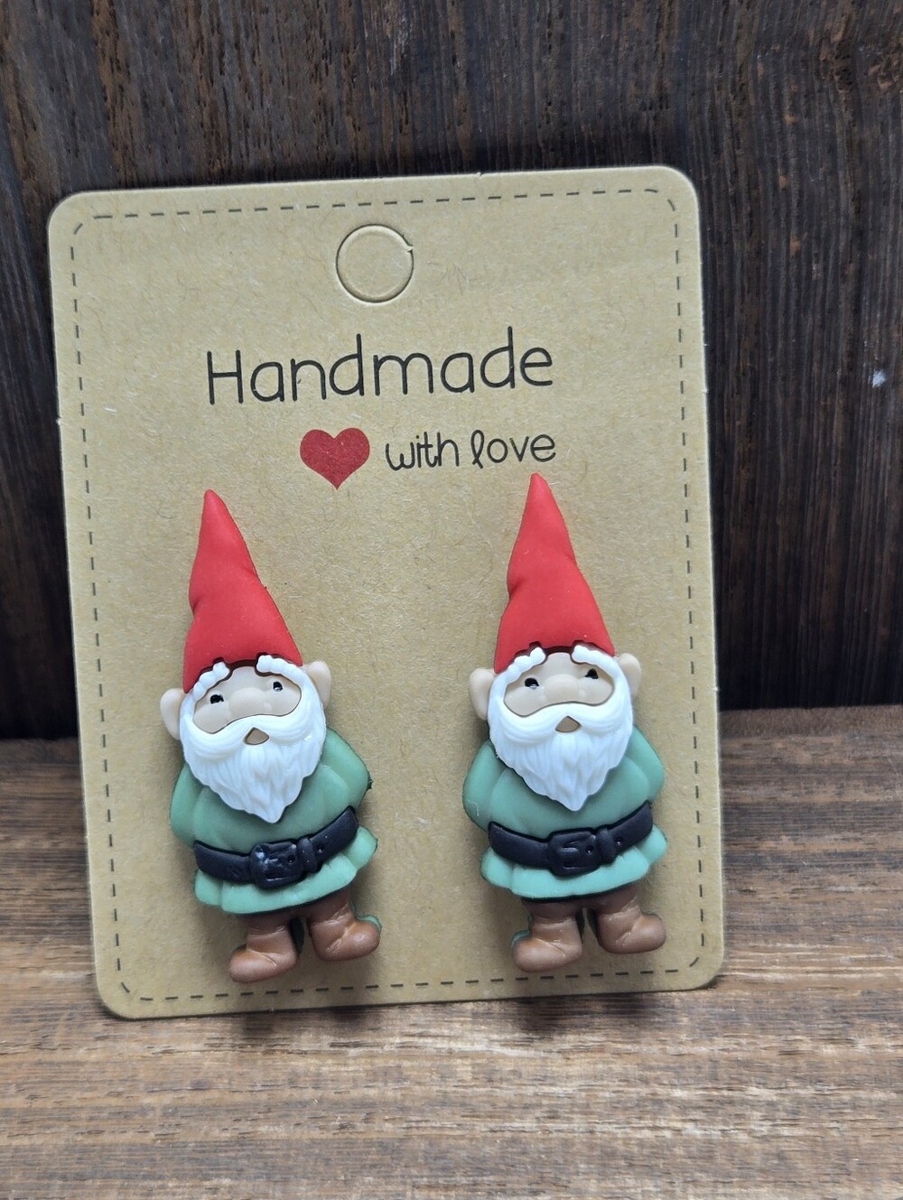 NWT Garden Gnome Earrings Pierced Mythical Creature Stud Jewelry Light Weight